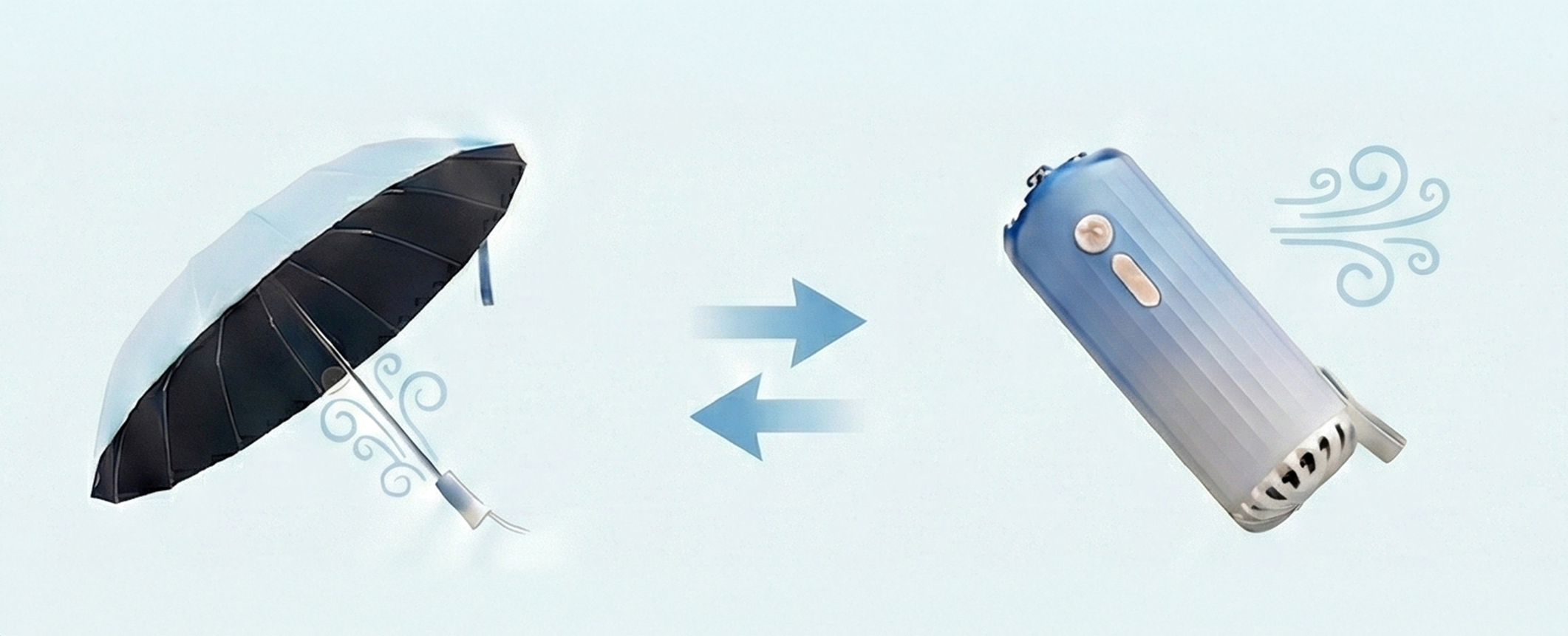 Amuera 2-WAY — parasol mode and handy fan mode